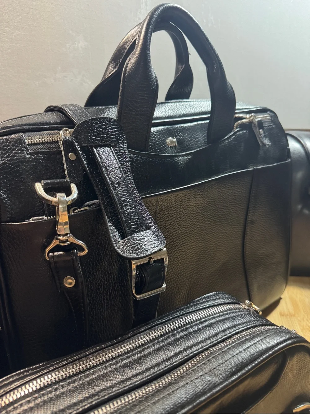 Luxury Genuine leather Business Bag set + watch
